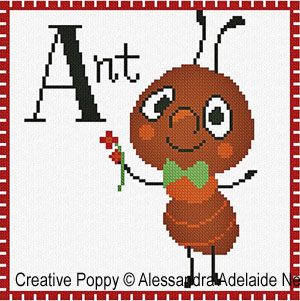 <b>A is for Ant - Animal Alphabet</b><br>cross stitch pattern<br>by <b>Alessandra Adelaide Neeedleworks</b>