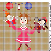 Happy Childhood collection  - Birthday party - cross stitch pattern - by Perrette Samouiloff (zoom 1)