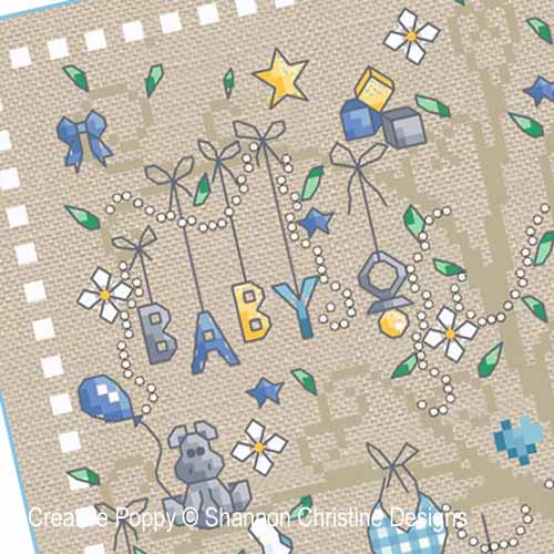 Baby Boy tree cross stitch pattern by Shannon Christine Designs, zoom2