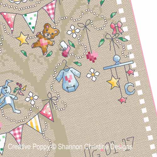 Baby Girl Tree cross stitch pattern by Shannon Christine Designs, zoom3