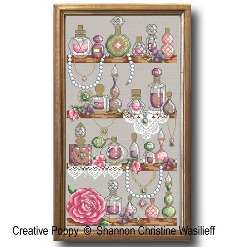 Shannon Christine Designs - Perfume Shelf zoom 3 (cross stitch chart)