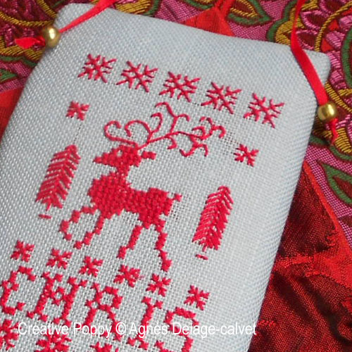 Agnès Delage-Calvet - Reindeer Christmas banner zoom 1 (cross stitch chart)