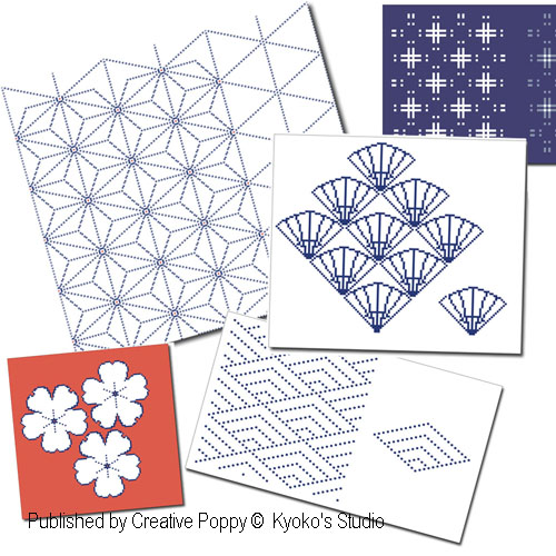 K's Studio - The Cross stitch notebooks: 10 traditional  Japanese motifs zoom 1 (cross stitch chart)