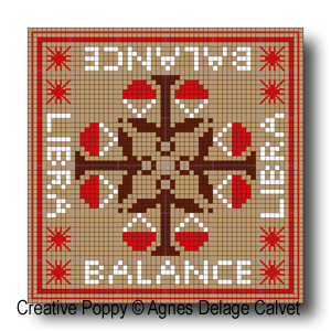 Agnès Delage-Calvet -  Signs of the Zodiac,  Libra -  counted cross stitch pattern chart (zoom1)