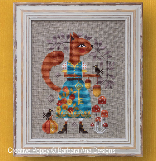 Autumn Squirrel cross stitch pattern by Barbara Ana Designs