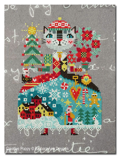 Christmas Cat cross stitch pattern by Barbara Ana Designs