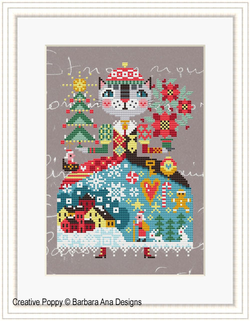 Christmas Cat cross stitch pattern by Barbara Ana Designs