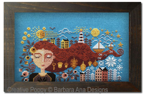 <b>Dreaming Girl</b><br>cross stitch pattern<br>by <b>Barbara Ana Designs</b>