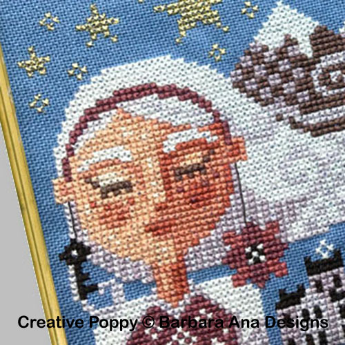 Dreaming Miss Claus cross stitch pattern by Barbara Ana Designs, zoom 1