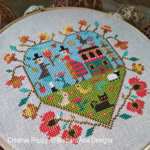 Spring Heart cross stitch pattern by Barbara Ana Designs