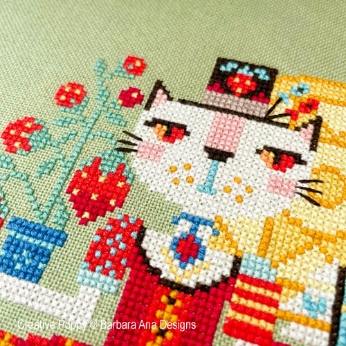 Summer cat cross stitch pattern by Barbara Ana Designs, zoom 1