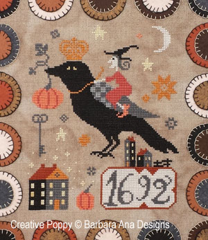 Barbara Ana - The Witch, The Crow and the Pumpkin (cross stitch pattern chart) (zoom 4)