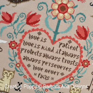 Love Never fails cross stitch pattern by Barbara Ana Designs