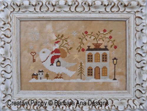 <b>Santa, the Dove, and the Key</b><br>cross stitch pattern<br>by <b>Barbara Ana Designs</b>