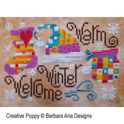 <b>Warm winter welcome</b><br>cross stitch pattern<br>by <b>Barbara Ana Designs</b>