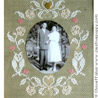 Romantic, romantic (photo frame) - cross stitch pattern - by Chouett\'alors (zoom 1)