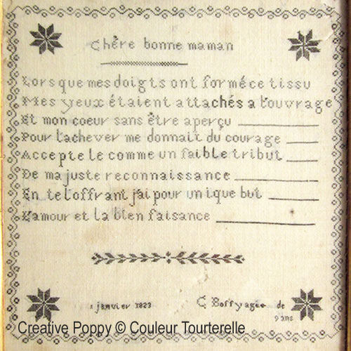 Couleur Tourterelle - C Boffy 1823 (Reproduction Sampler), zoom 4 (Cross stitch chart)