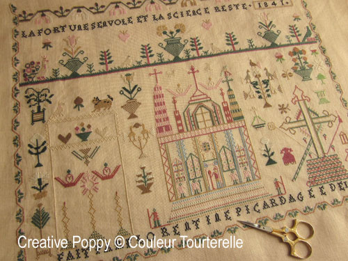 Florentine Picard 1841 cross stitch reproduction sampler by Couleur Tourterelle