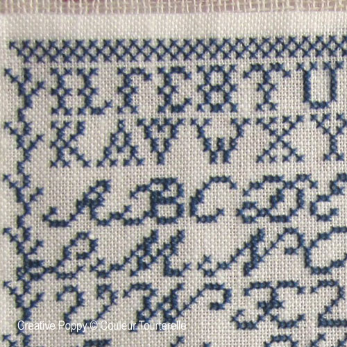 Juila Waterloo 1904 cross stitch reproduction sampler by Couleur Tourterelle, zoom 1