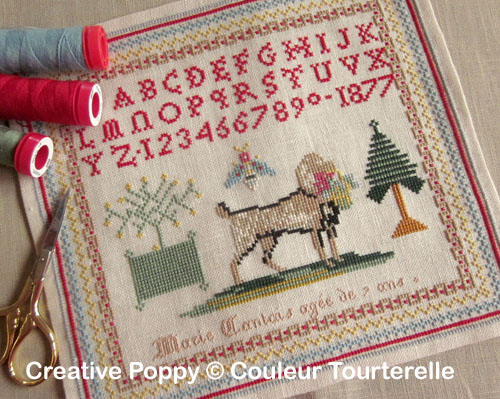 <b>Marie Cantais 1877 Reproduction Sampler</b><br>cross stitch pattern<br>by <b>Couleur Tourterelle</b>