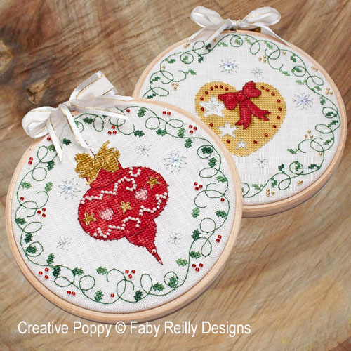 Bauble & Heart Hoops cross stitch pattern by Faby Reilly Designs