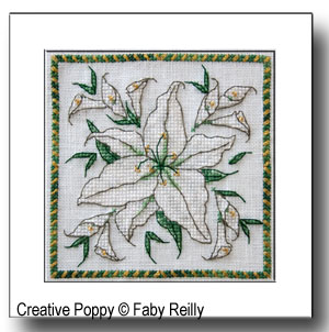 Faby Reilly - White Lily Biscornu (cross stitch pattern chart) (zoom 4)