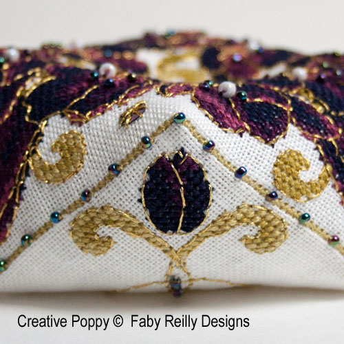 Black Tulip biscornu cross stitch pattern by Faby Reilly Designs