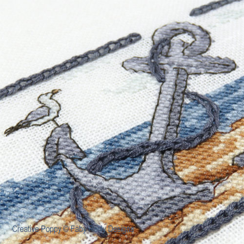 Anchored in the Sand - Quick Challenge: Chainstitch, cross stitch pattern by Faby Reilly Designs