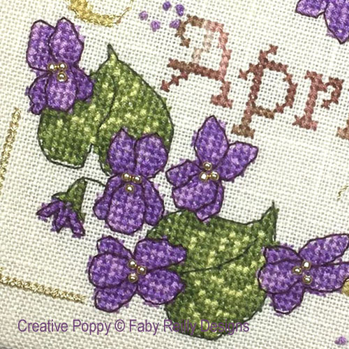 Anthea - April Violets cross stitch pattern by Faby Reilly Designs, zoom 1