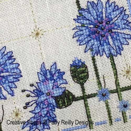 Faby Reilly Designs - Anthea - June Cornflowers, zoom 3 (Needlework chart)