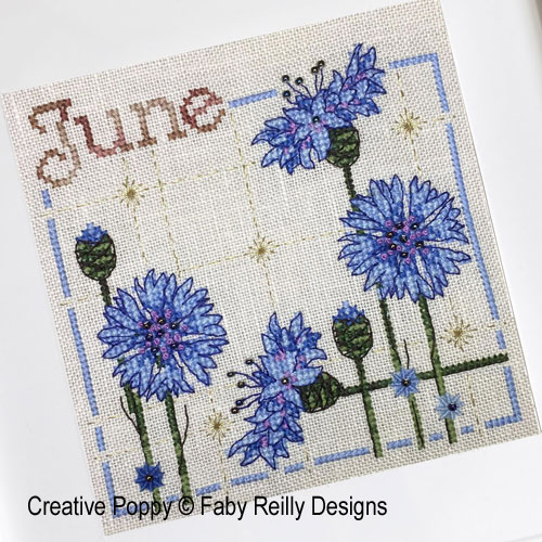 <b>Anthea - June Cornflowers</b><br>cross stitch pattern<br>by <b>Faby Reilly Designs</b>