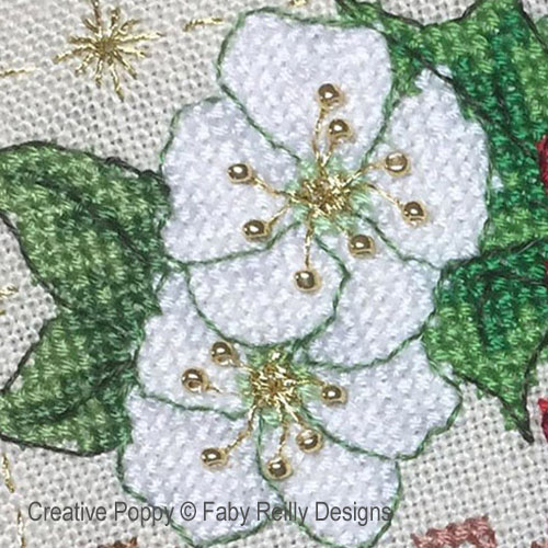 Faby Reilly Designs - Anthea - December - Christmas rose, zoom 1 (Needleworkchart)