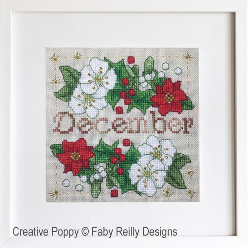 Faby Reilly Designs - Anthea - December - Christmas rose, zoom 3 (Needleworkchart)
