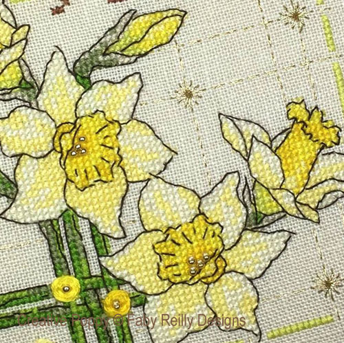 Faby Reilly Designs - Anthea - March Daffodils, zoom 3 (Needlework chart)