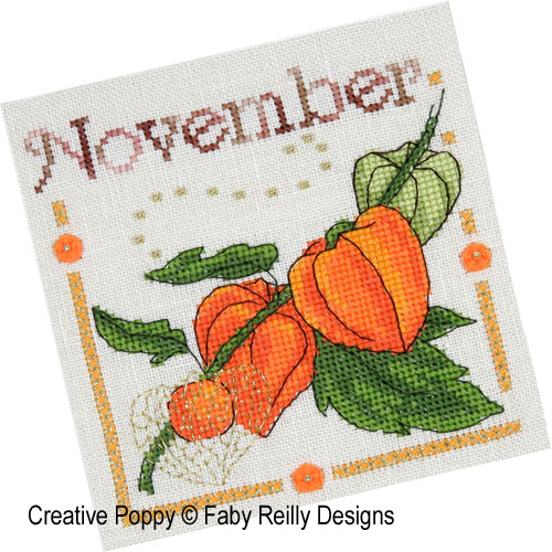 Anthea - November - Physalis  cross stitch pattern by Faby Reilly Designs