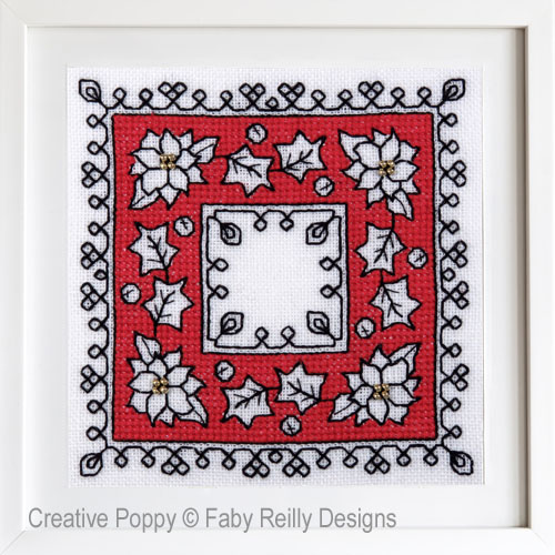 Faby Reilly Designs - Assisi Holly & Poinsettia - Quick Challenge: Assisi Stitch, zoom 4 (Needleworkchart)
