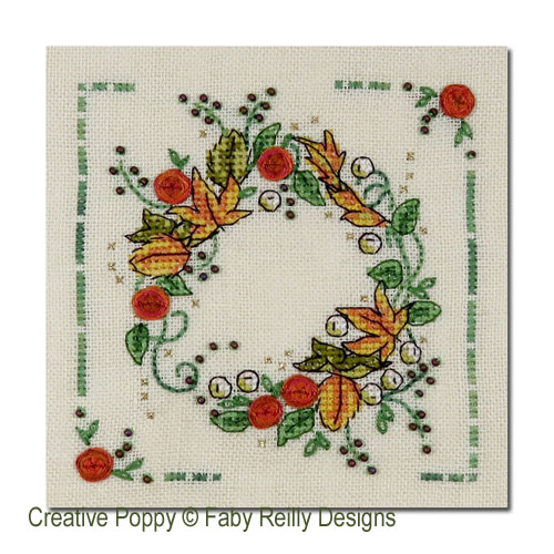 Autumn Wreath cross stitch pattern by Faby Reilly Designs