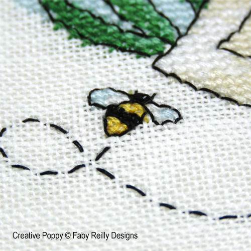 Daffodils and Bees, cross stitch pattern by Faby Reilly Designs, zoom 1