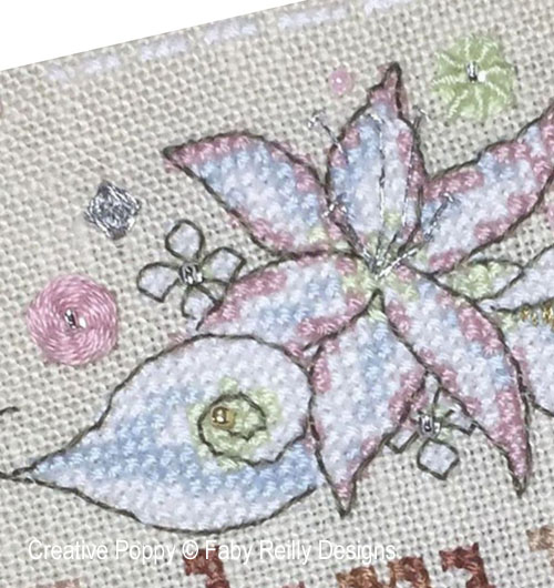 Faby Reilly Designs - Anthae - February - Lilies & Arum zoom 1 (cross stitch chart)