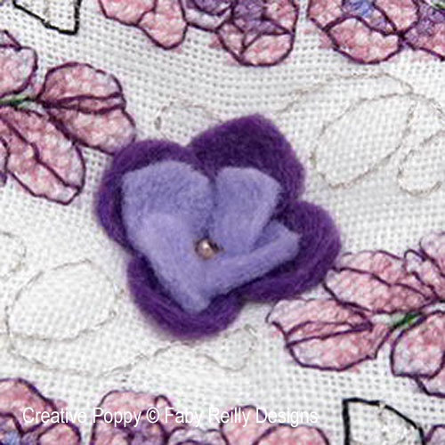 Faby Reilly Designs - Lilac Biscornu zoom 2 (cross stitch chart)