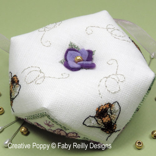 Faby Reilly Designs - Lilac Biscornu zoom 3 (cross stitch chart)