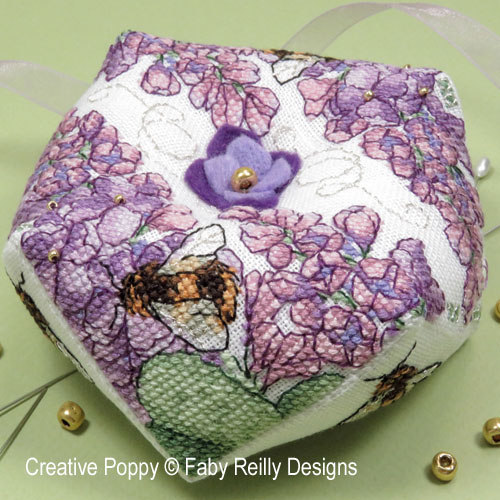 Faby Reilly Designs - Lilac Biscornu zoom 4 (cross stitch chart)