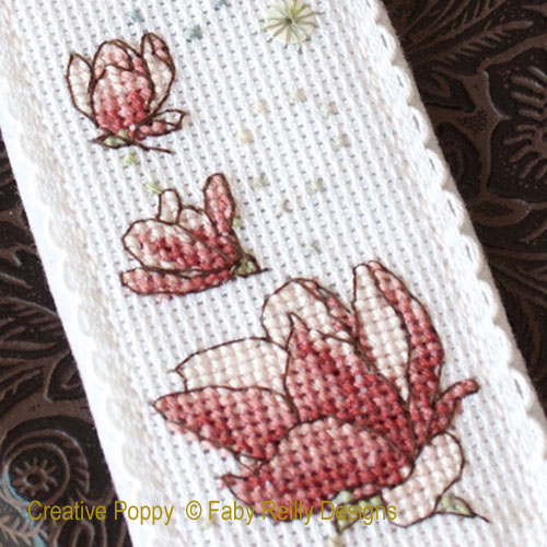 Magnolia Bookmark cross stitch pattern by Faby Reilly Designs