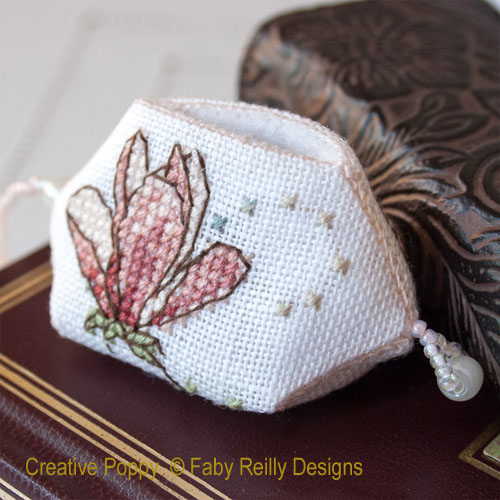 Faby Reilly Designs - Magnolia Bookmark & Fob zoom 2 (cross stitch chart)