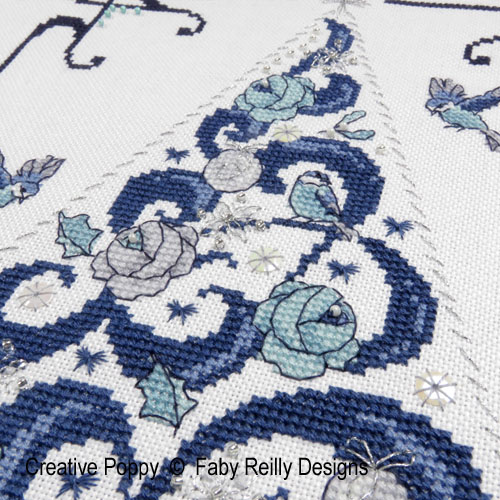 Faby Reilly Designs - O Tannenbaum in Blue zoom 2 (cross stitch chart)