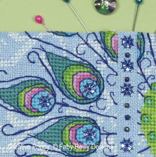 Faby Reilly Designs - Peacock Needlebook zoom 4 (cross stitch chart)