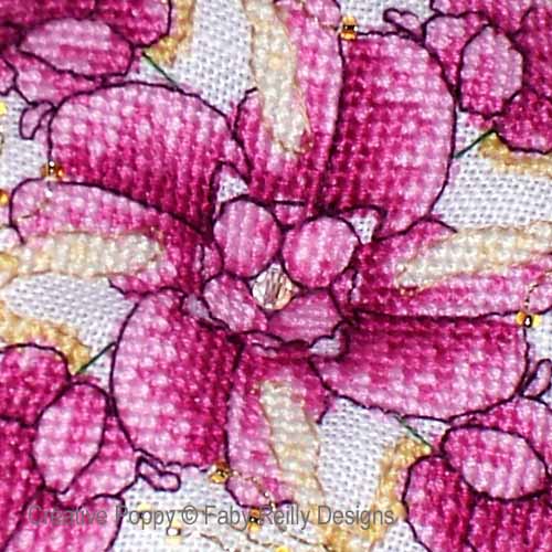 Faby Reilly Designs - Sweet Pea Biscornu zoom 3 (cross stitch chart)