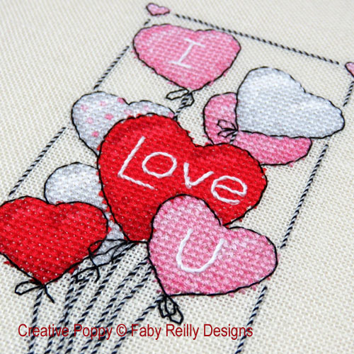 Valentine Balloons cross stitch pattern by Faby Reilly Designs, zoom 1