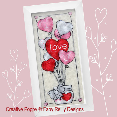 <b>Valentine Balloons - Quick Challenge: Whipped Backstitch</b><br>cross stitch pattern<br>by <b>Faby Reilly Designs</b>