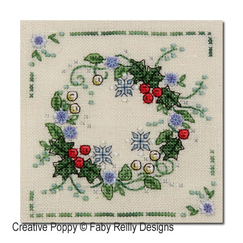 Faby Reilly Designs - Winter Wreath zoom 4 (cross stitch chart)